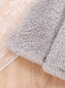 SHEIN 女嬰3D耳朵設計連帽珊瑚絨外套 - 粉色 - 查看 3