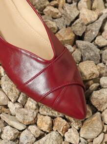 Women's Red Flat Shoes - Red - View 5