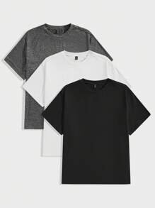 EASEVO 3pcs Nam Plus Chất rắn Vòng cổ Áo thun - Nhiều màu - Xem 1