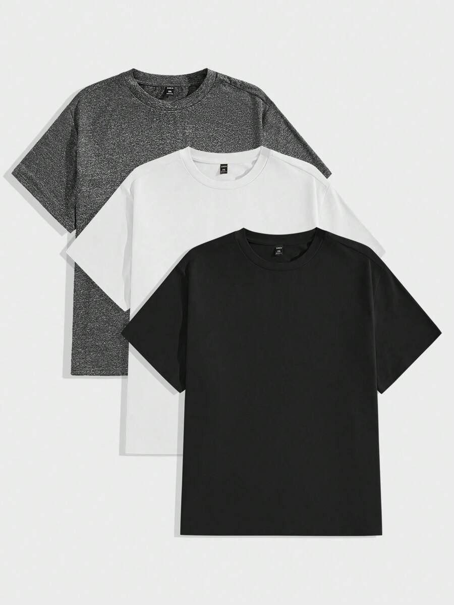 EASEVO 3pcs Nam Plus Chất rắn Vòng cổ Áo thun - Nhiều màu - Xem 1