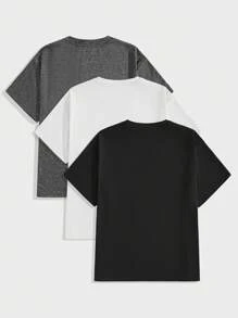 EASEVO 3pcs Nam Plus Chất rắn Vòng cổ Áo thun - Nhiều màu - Xem 2