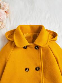 SHEIN Bebé niña Abrigo con doble bolsillo de doble botonadura con capucha