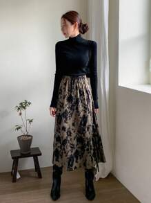 DAZY 扎染开衩裙摆半身裙度假装扮女装 - 咖啡棕 - 查看 7