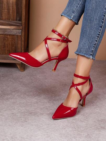 Fall/Winter Women's Sexy Pointed Toe High Heel Pumps, Fashion Versatile Sleeveless Dress & Hollow Out Sandals, Elegant, Party