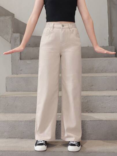 Tween Girl Solid Straight Leg Jeans