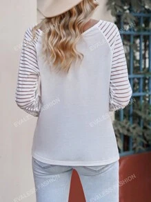 T-shirt Bovins & Imprimé Géométrique Manches Raglan