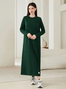 Mulvari 貼布細節T恤洋裝 - 墨綠色 - 查看 4