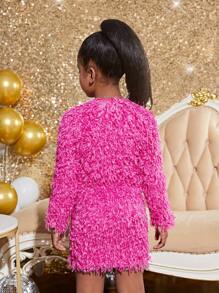 Tween Girls' Fashionable Knitted Party Mini Skirt Set, Mommy And Me Matching Outfits (3 Sets Are Sold Separately) - Pink - View 3