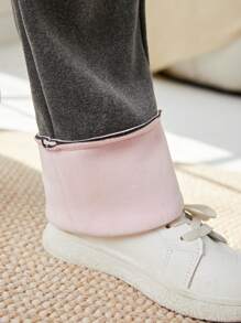 Tween Girl Contrast Panel Straight Leg Pants - Black and White - View 3