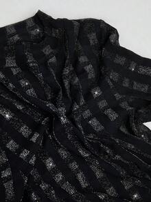 Maija 條紋小高領上衣 - 黑色 - 查看 7