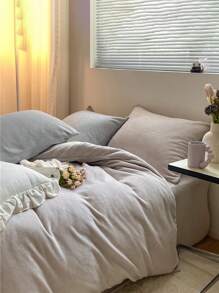 3pcs Grey Crystal Velvet Duvet Cover Set