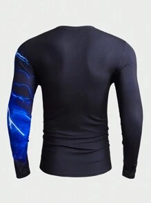 GENTILAND Men Animal & Lightning Print Tee - Navy Blue - View 2