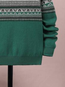 SHEIN Cậu bé Tween Mẫu Geo Dây kéo mặt trước Áo len - Nhiều màu - Xem 4