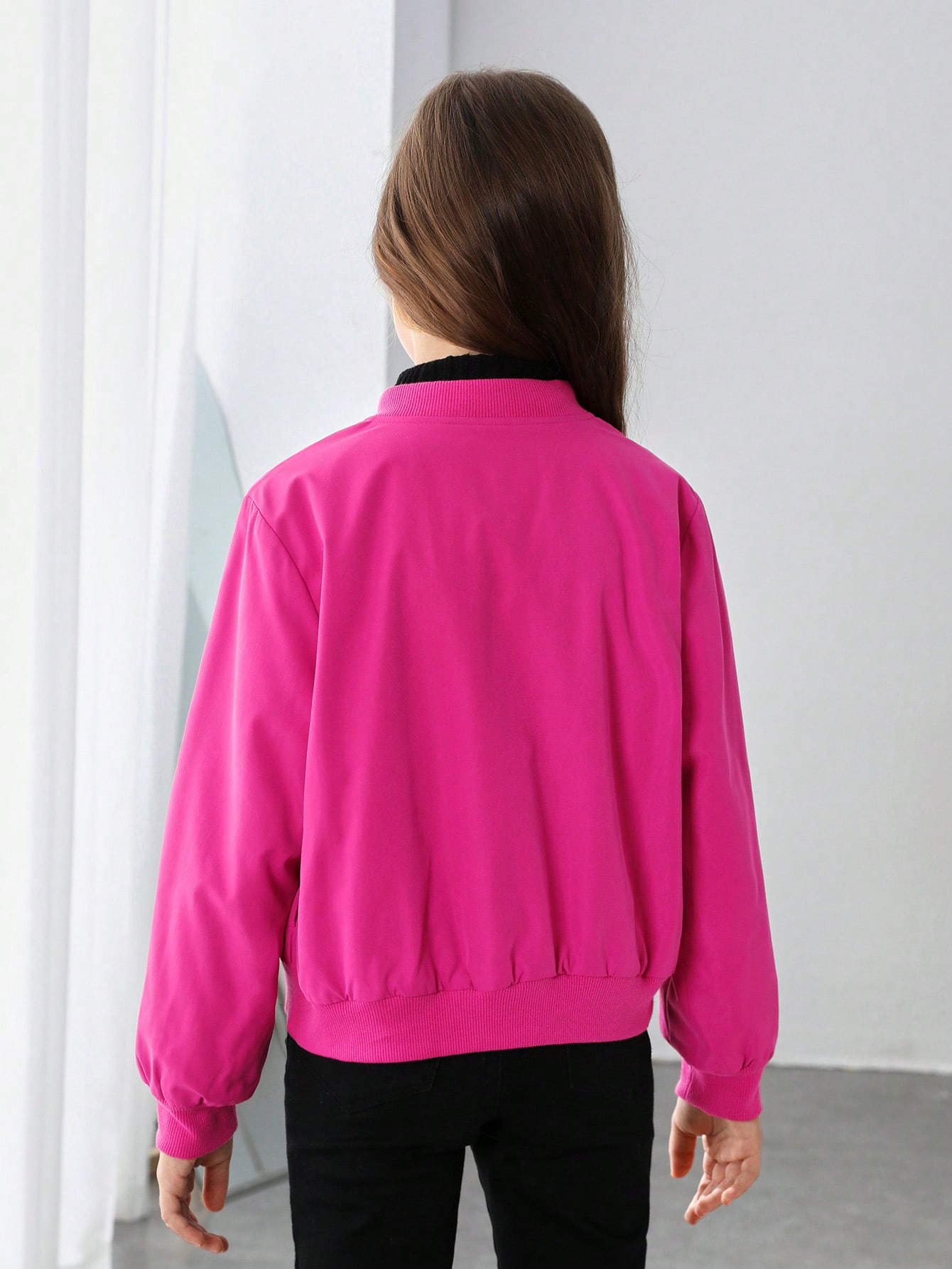 SHEIN Kids HYPEME Tween Girl Zip Up Bomber Jacket SHEIN Singapore