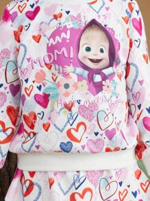 SHEIN X Masha and The Bear 女小童卡通圖案運動衫和裙子 - 彩色 - 查看 10