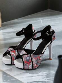 Giày Sandal Nữ Cao Gót Hở Mũi Đế Chống Thấm Nước, Giày Peep Toe, Khóa Quai Cổ Chân Và Đế Chống Trơn Trượt - Nhiều màu - Xem 4