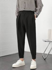 Quần tây nam xếp ly túi chéo, phong cách công sở trang trọng, mùa thu - màu đen - Xem 7