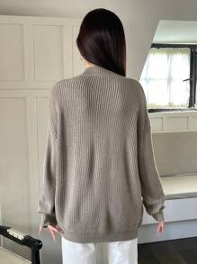 SHEIN Unity 條紋針織落肩袖套頭毛衣不附帶圍巾