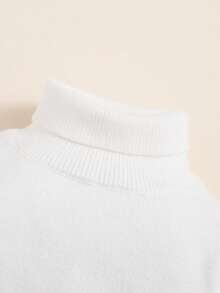 SHEIN Baby Boy Solid Turtleneck Sweater - White - View 5