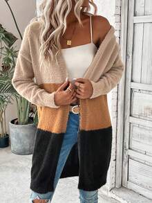 SHEIN LUNE 撞色落肩袖開襟開衫 - 彩色 - 查看 5