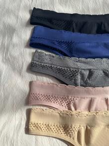 5pack Solid Hollow Out Panty - Multicolor - View 4