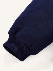 Cozy Pixies Baby Boy Letter Graphic Two Tone Sweatshirt & Sweatpants - Blue - View 3