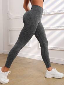 Seamluxe SHEIN Sport 寬腰帶運動打底褲 - 灰色 - 查看 2
