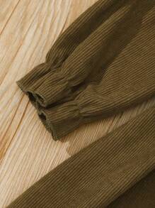 SHEIN Cô Gái Trẻ In hoa Ditsy Viền Ruffle tay áo lá sen Nơ mặt trước Đầm - màu nâu - Xem 3