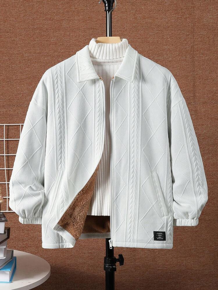 Tween Boy Letter Embroidery Patched Detail Coat Without Sweatshirt