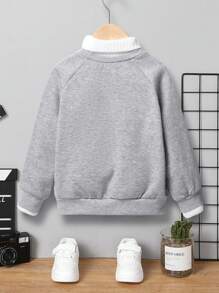 SHEIN Chico joven Sudadera con letra flocado de manga raglán 2 en 1