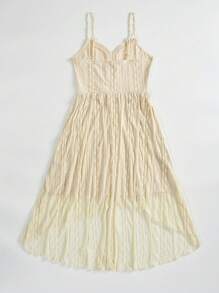 Soleia Contrast Lace Cami Dress - Apricot - View 2