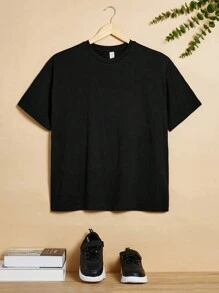 Áo thun ngắn tay thường ngày dành cho tuổi teen cho mùa hè - màu đen - Xem 1