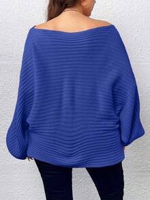 Calvaya Hơn Cổ thuyền tay cánh Áo len - Màu xanh lam - Xem 2