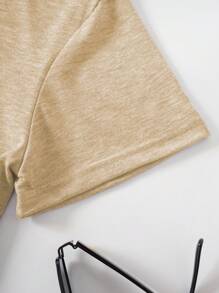 Đồ họa thịt gà và khẩu hiệu Áo thun - Màu Khaki - Xem 4