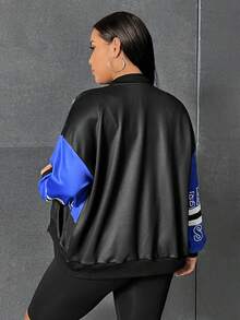 Coolane Chaqueta De Mujer De Talla Grande Con Impresión De Letra Y Digital - Multicolor - Ver 2