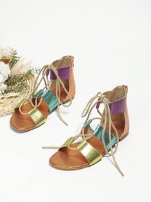 Summer Multi-strap Decor Holiday Slip-resistant Fashionable Flat Sandals For Women - Multicolor - View 2