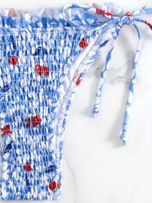 Swim Mod Summer Ladies' Floral Printed Shirred Bikini Set - Multicolor - View 6