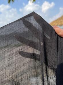 Swim Vcay 大碼素色側繫帶沙灘纏腰式半身裙 - 黑色 - 查看 5