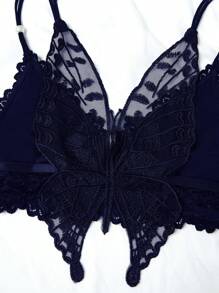 Blumenspitze Schmetterling Dekor BH & Panty Sexy Dessous Set