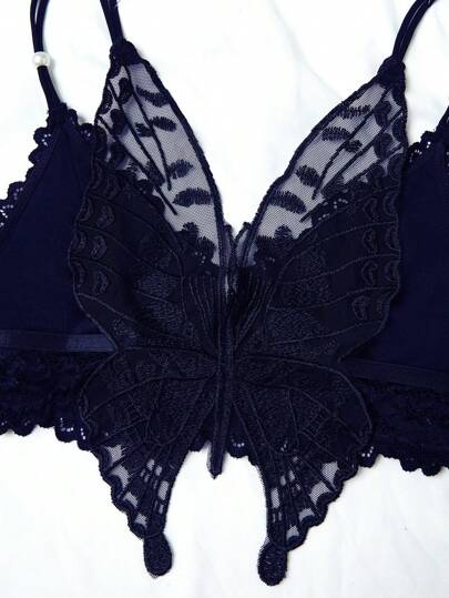 Bloemen Kanten Butterfly BH Slipje Verleidelijke Lingerie Set view 3