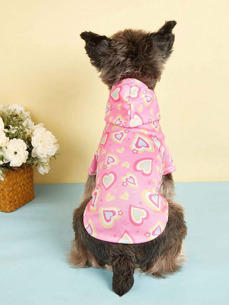 1pc Petsin Pet Sunscreen & Insect Repellent Hoodie With Pink Heart Decoration, For Cats And Dogs
