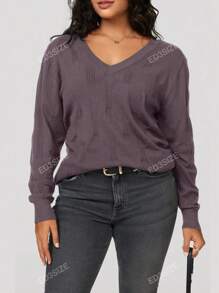Solid V Neck Sweater