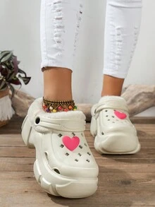 Giày lông cổ tròn màu đỏ mùa thu đông, giày đế bằng giữ nhiệt ấm áp, dép xăng đan thời trang ngoài trời màu trắng đơn giản, dép bít mũi đế EVA siêu dày thoải mái và đa năng. - trắng - Xem 3