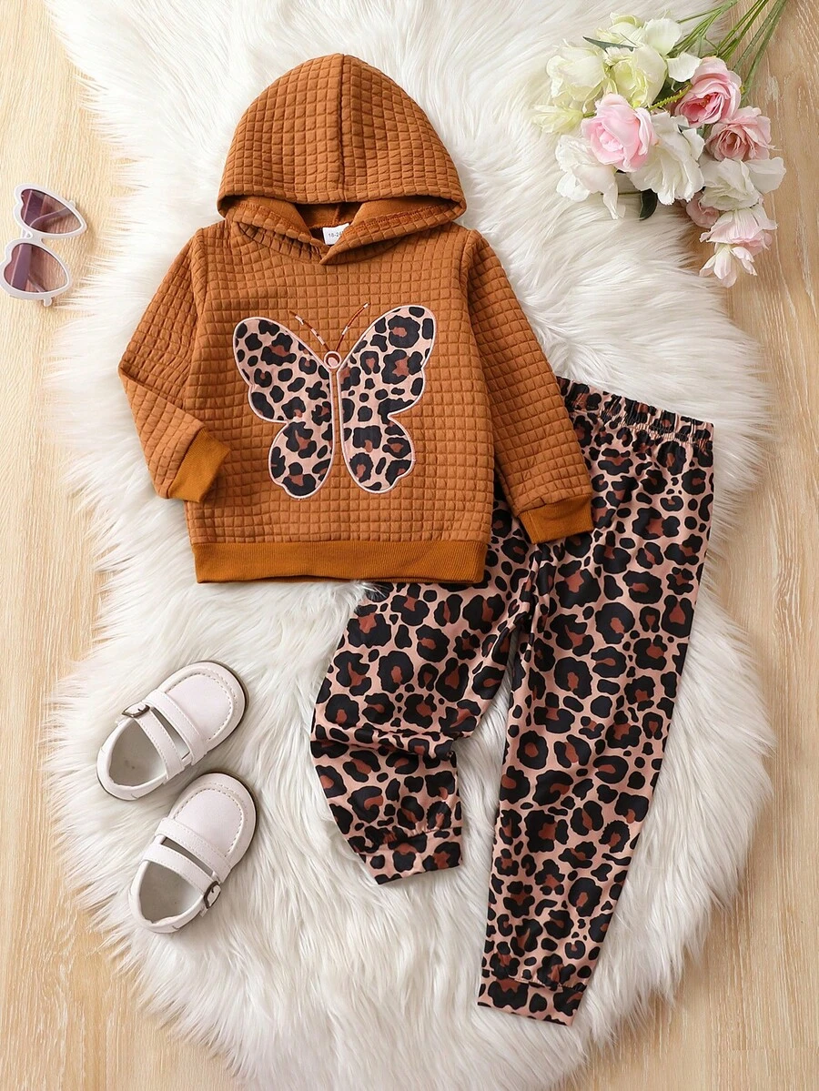 Young Girl Leopard Print Hoodie & Leggings