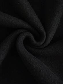 SHEIN EZwear 字母圖案條紋飾邊加絨內裏運動衫 - 黑色 - 查看 5