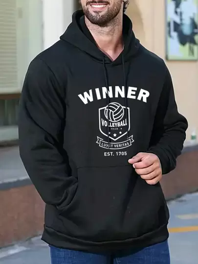 Manfinity Sport Corelite 男友风男士字母图案抽绳运动卫衣 男友风男士卫衣
