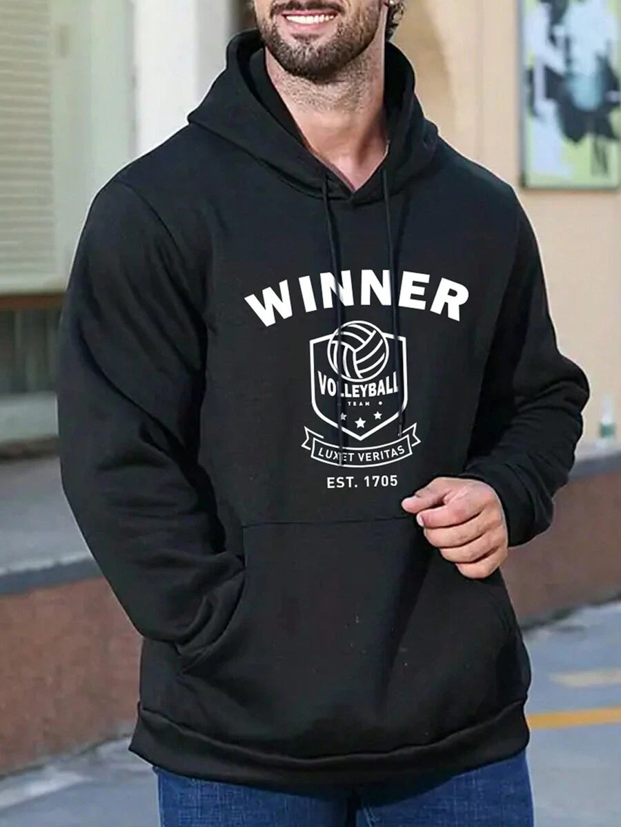 Gym Rark 男友风男士字母图案抽绳运动卫衣 男友风男士卫衣 - 黑色 - 查看 1