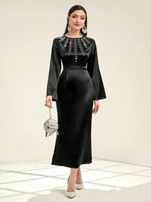 Al Najma 水鑽細節鐘形袖洋裝 - 黑色 - 查看 4