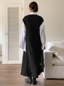 DAZY Solid Sweater Vest Without Blouse - Black - View 2