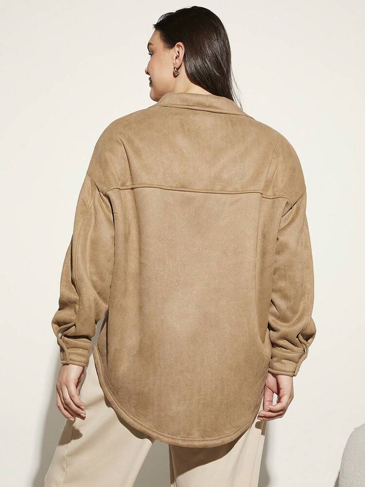 Plus Button Up Hooded Coat